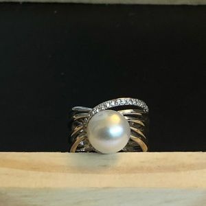 Sterling Silver Pearl Ring, Size 5
